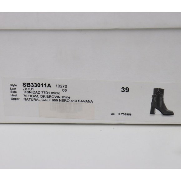 NWT See By Chloe Bryn Bootie Chunky Heel Ankle Boot Natural Calf Nero & Savana - Picture 10 of 10